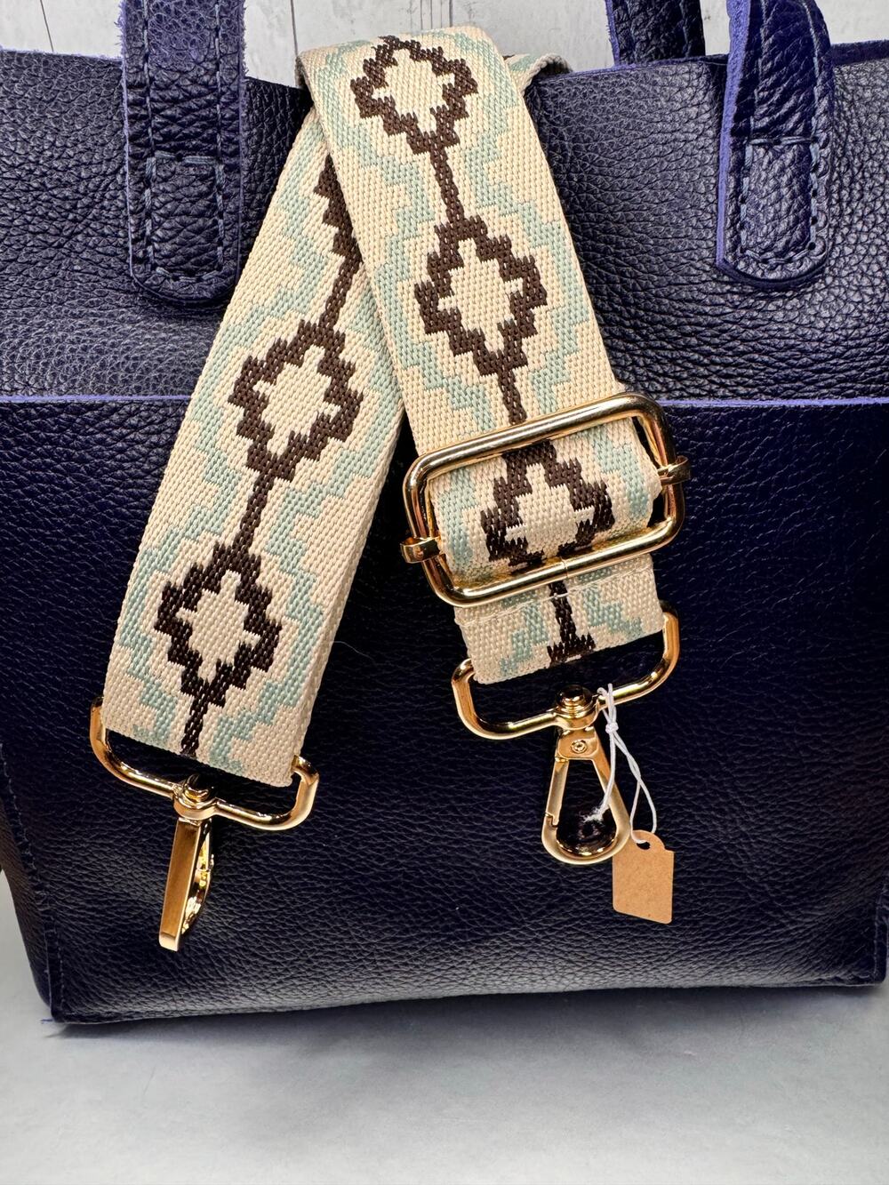 Southwest Pattern Neutral Light Blue Crossbody Purse Strap Bag Strap NEW!